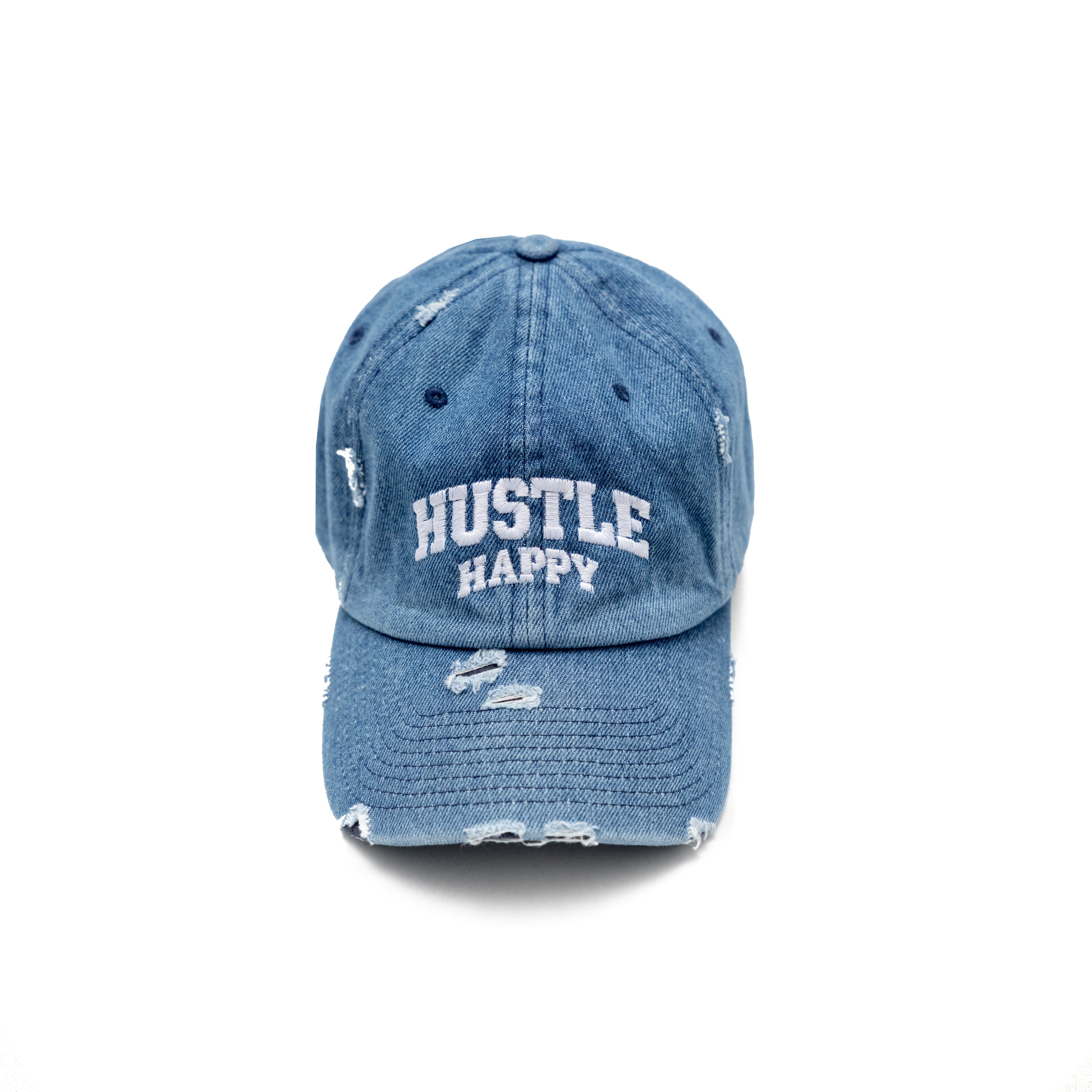 Distressed Dad Hat Denim – Hustle Happy
